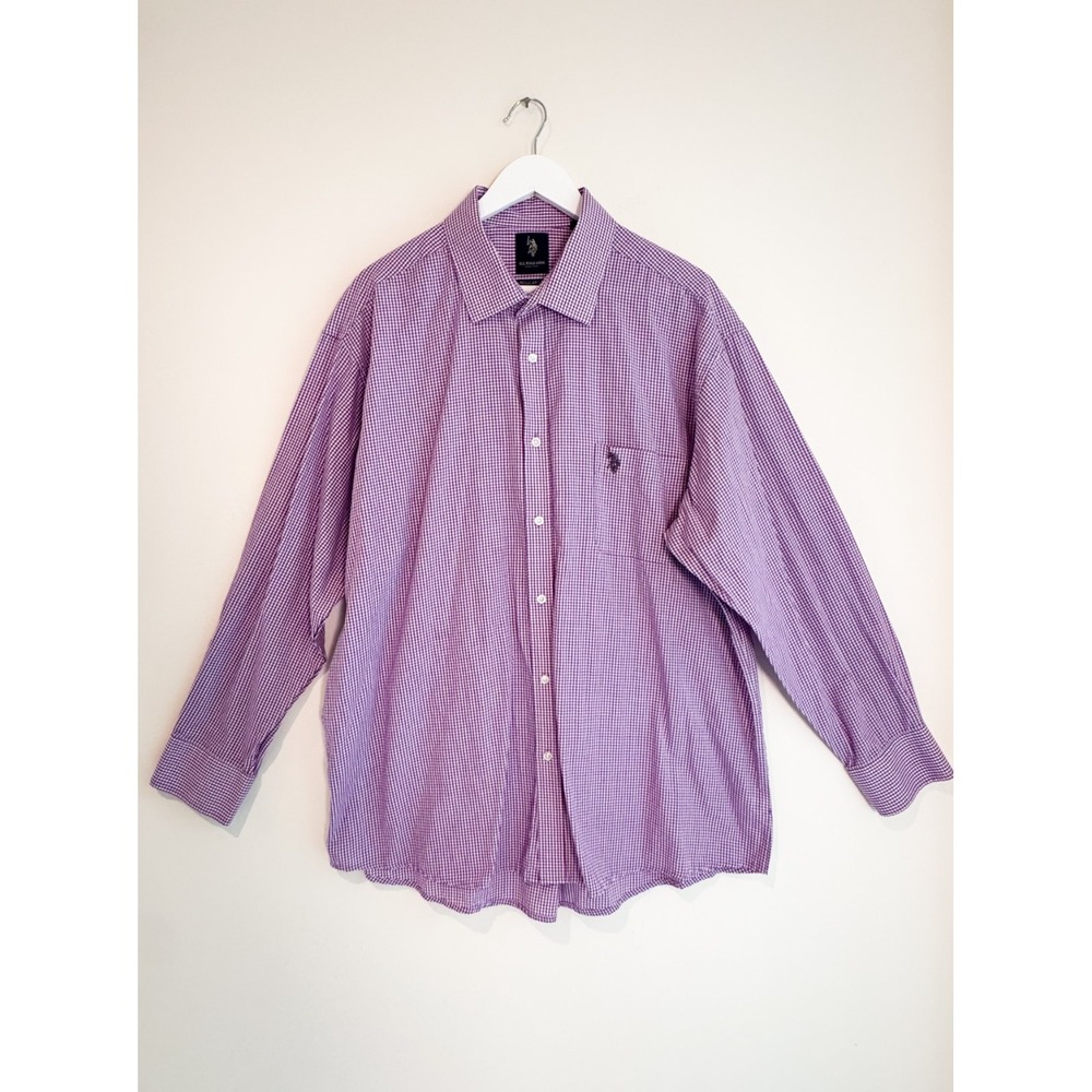 U.S. Polo Assn gingham Purple long-sleeve dress shirt, Size XL